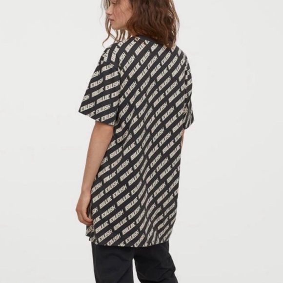 BILLIE EILISH x H&M Text Print Pattern Short Sleeve Shirt M - Picture 4 of 9